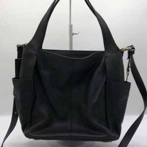 Fossil Emerson Med Black Leather Double Handle Satchel Purse Excellent Condition